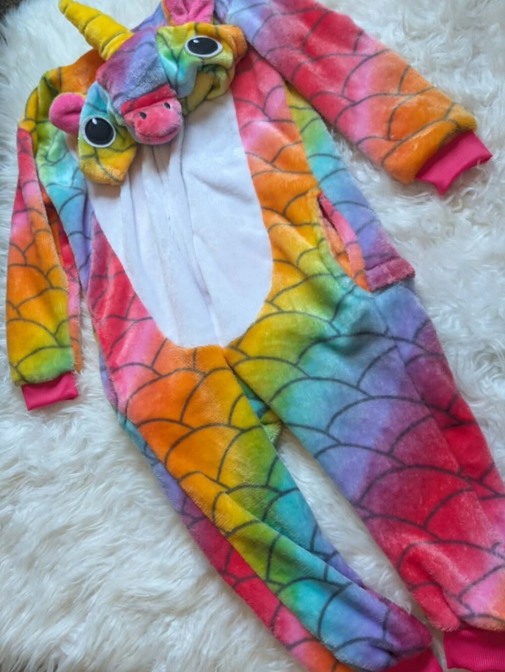 Kids Rainbow Unicorn One-Piece Pajamas Dress Up Costume